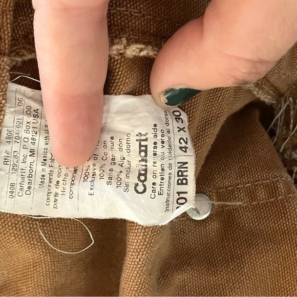 Carhartt Vintage Overalls Dungarees Duck Double Knee Workwear 42x30 Made in USA - Picture 3 of 5